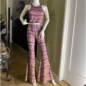 Set gun and roses small bell bottom hight waist